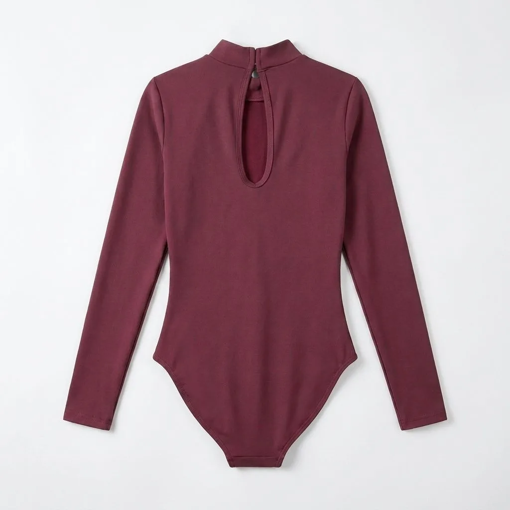 Long-Sleeve Leotard with Stand Collar and Keyhole Back sewing pattern — back view