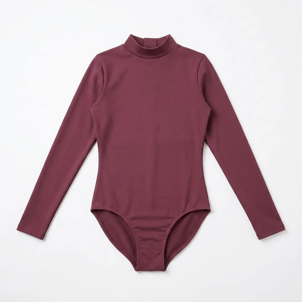 Long-Sleeve Leotard with Stand Collar and Keyhole Back sewing pattern — front view