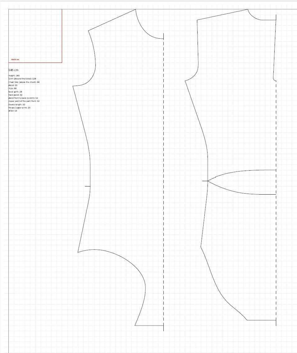 Sewing pattern preview 1 for Long-Sleeve Leotard with Stand Collar and Keyhole Back